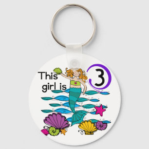 Mermaid 3. Geburtstag T Shirts und Geschenke Schlüsselanhänger