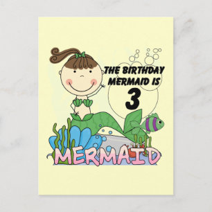 Mermaid 3. Geburtstag Tshirts und Geschenke Postkarte