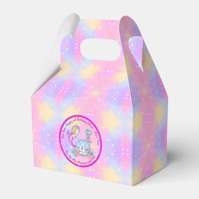 Mermaid 4. Geburtstag Ändern Text anpassen Geschenkschachtel (Vorderseite)