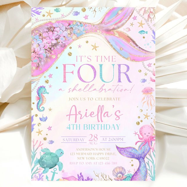 Mermaid 4Th Birthday Invitation Einladung (Von Creator hochgeladen)