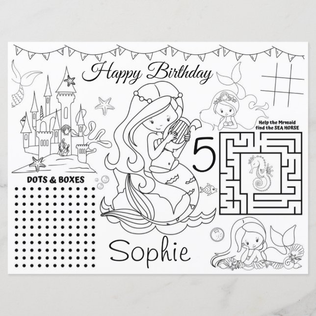 Mermaid Activity Sheet, Mermaid Farbenspiel (Vorderseite)