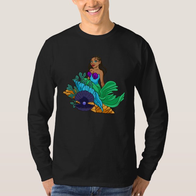 Mermaid African American With Braids Cute Gift For T-Shirt (Vorderseite)