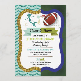 Mermaid & American Football Boy Girl Geburtstag Einladung