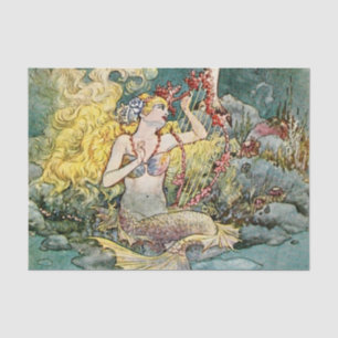 „Mermaid and Harp“ von Charles Folkard Seidenpapier