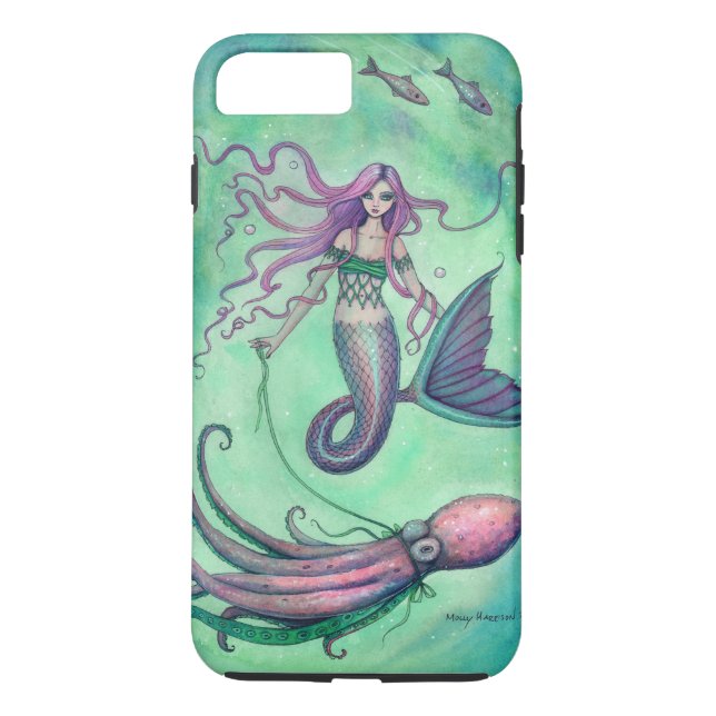 Mermaid and Octopus Fantasy Art Illustration Case-Mate iPhone Hülle (Rückseite)