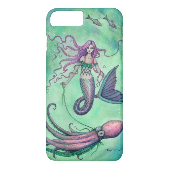Mermaid and Octopus Fantasy Art Illustration Case-Mate iPhone Hülle (Rückseite)