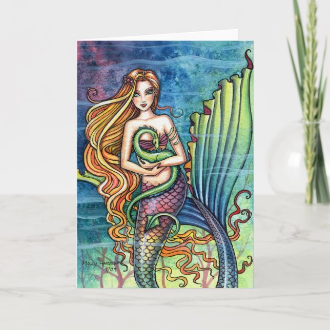 Mermaid and Sea Dragon Card by Molly Harrison Karte (Vorderseite)