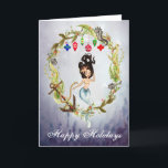 Mermaid and Sea Life Christmas Wreath Beach Feiertagskarte<br><div class="desc">This Happy Holidays Under the Sea Greeting Card feature a beautiful watercolor mermaid and her holiday seaweed wreath decorated with Christmas ornaments,  lights,  sea life and an anchor. Inside Greeting: "Warmest Wishes from my Holiday Paradise to yours... " The greeting can be personalized to read as you wish. *</div>