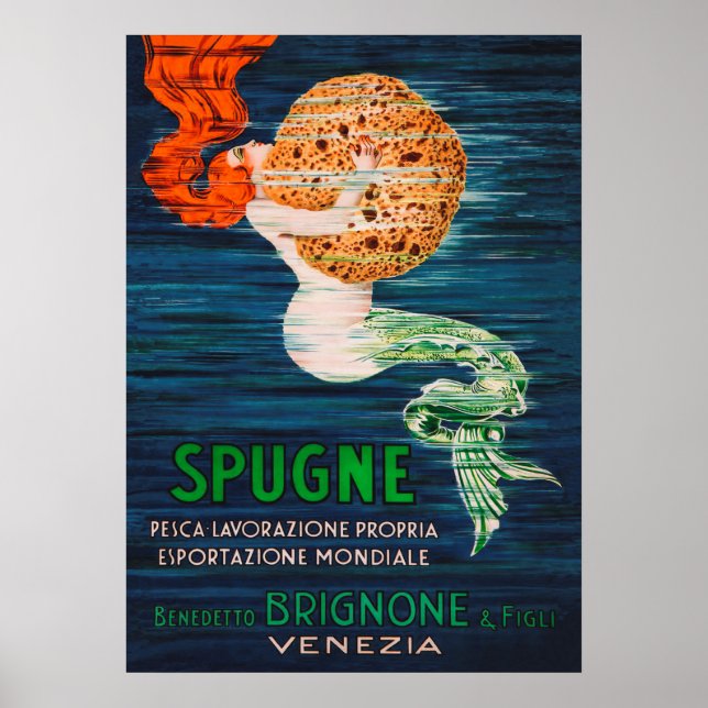 Mermaid and Sponse Vintag Advertisement Poster (Vorne)