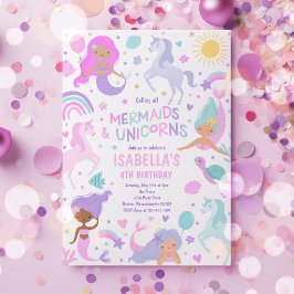 Mermaid and Unicorn Magical Birthday Party Einladung