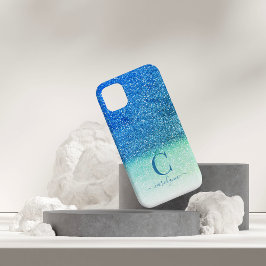 Mermaid Aqua Aquamarin Blue Ombre Sparkle Glitzer Case-Mate iPhone Hülle