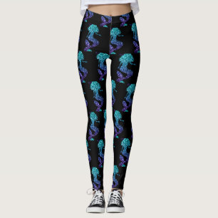 Mermaid aqua blue ombre Glitzern muster Leggings