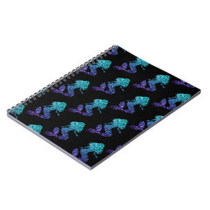Mermaid aqua blue ombre Glitzern schwarz Notizblock
