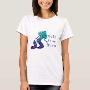 Mermaid aqua blue ombre Glitzern Waves T-Shirt