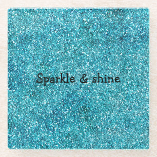Mermaid Aqua Glitz Glitzer Glasuntersetzer
