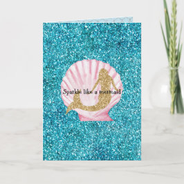 Mermaid Aqua Glitz Glitzer Karte
