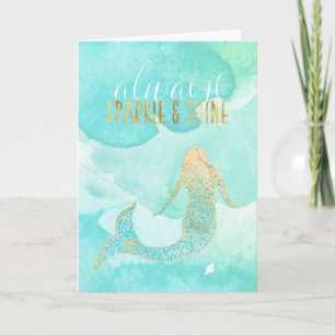 Mermaid Aqua Gold Sparkle Karte