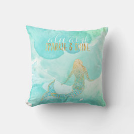 Mermaid Aqua Gold Sparkle Kissen