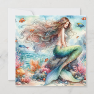 Mermaid Aquarell Einladung
