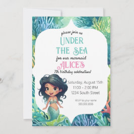 Mermaid Aquarell Geburtstagsvorlage Einladung