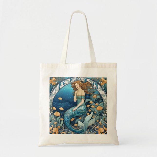 Mermaid Art Nouveau Aqua Ticino Tragetasche (Vorne)