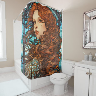 Mermaid Art Nouveau Style Duschvorhang