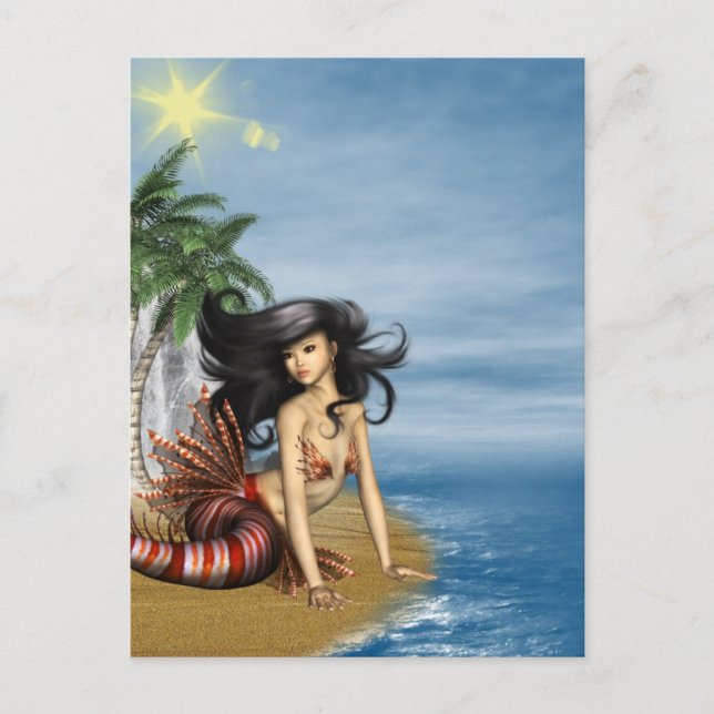 Mermaid auf Beach Postcard Postkarte (Vorderseite)
