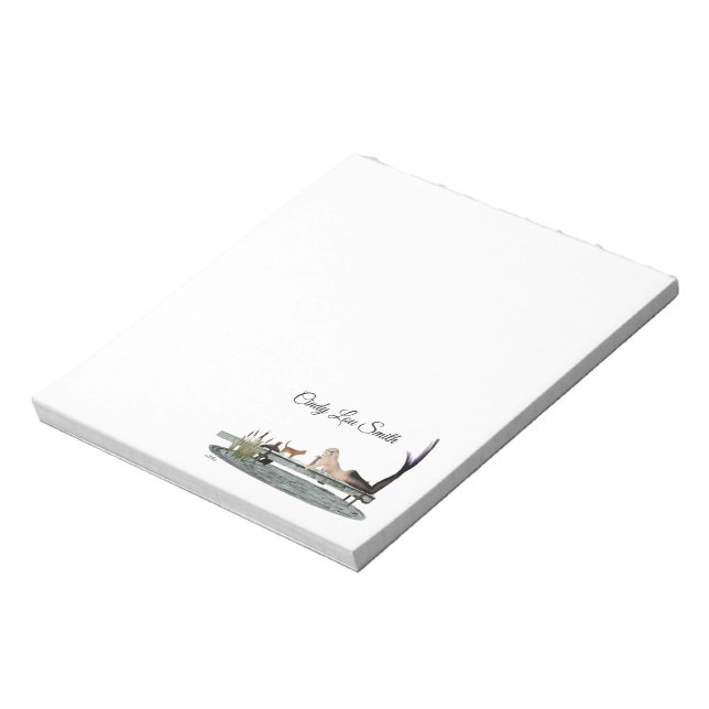 Mermaid auf Boat Dock Notepad Notizblock (Rotiert)