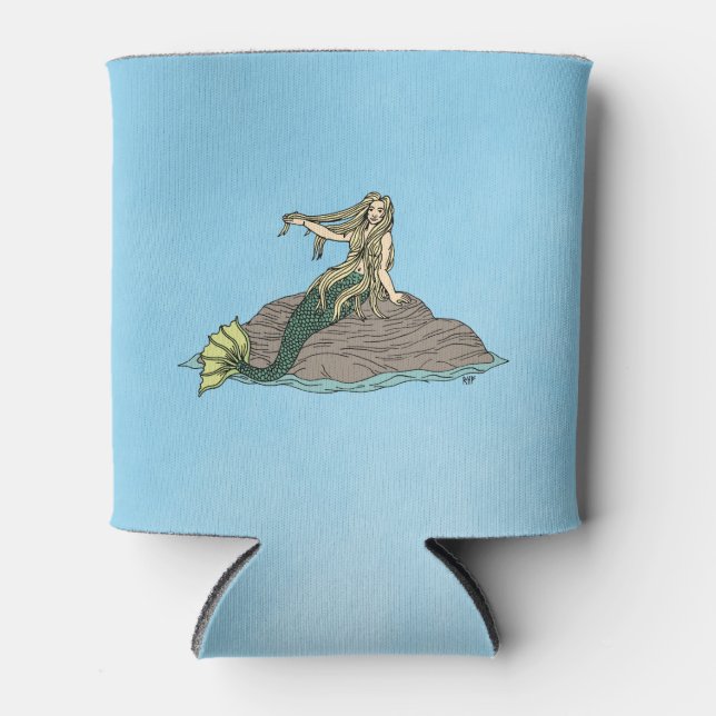 Mermaid auf Steinen Dosenkühler (Vorderseite)