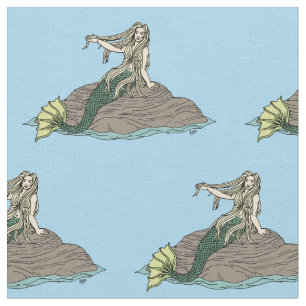 Mermaid auf Steinen Stoff
