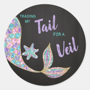 Mermaid Aufkleber Glitzer, Brautparty, Danke