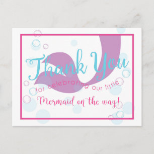 Mermaid Baby Dusche Danke Note Card Postkarte