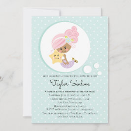 Mermaid Baby Dusche Dark Skin Tone Einladung