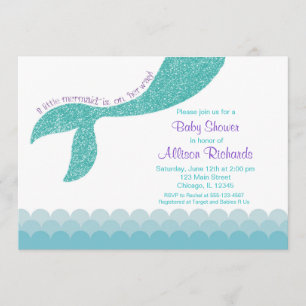Mermaid Baby Dusche Einladung, aquamarines Aqua li Einladung