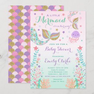 Mermaid Baby Dusche Einladung Rosa Gold Dusche