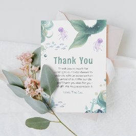 Mermaid Baby Dusche farbenfrohe Qualle Wasserfarbe Dankeskarte