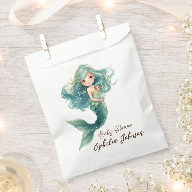 Mermaid Baby Dusche farbenfrohe Qualle Wasserfarbe Geschenktütchen (Ausgeschnitten)