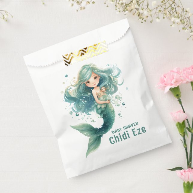 Mermaid Baby Dusche farbenfrohe Qualle Wasserfarbe Geschenktütchen (Versiegelt)