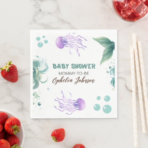Mermaid Baby Dusche farbenfrohe Qualle Wasserfarbe Serviette