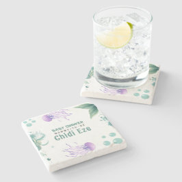 Mermaid Baby Dusche farbenfrohe Qualle Wasserfarbe Steinuntersetzer