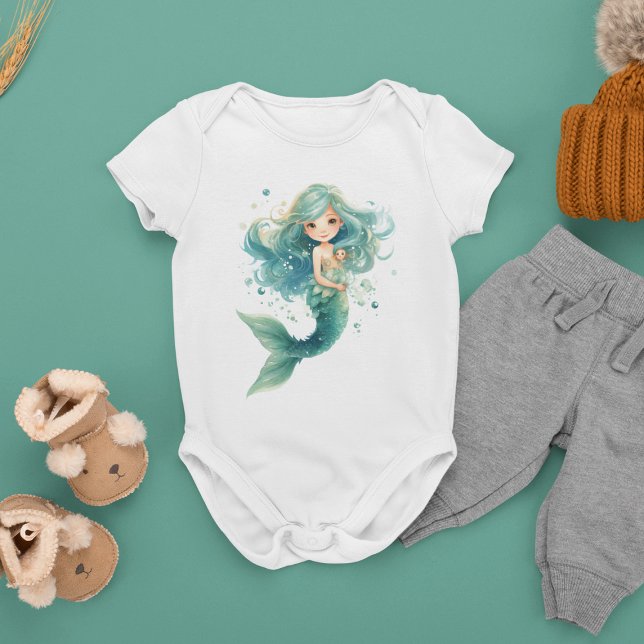 Mermaid Baby Dusche farbenfrohe Qualle Wasserfarbe Strampler (Von Creator hochgeladen)