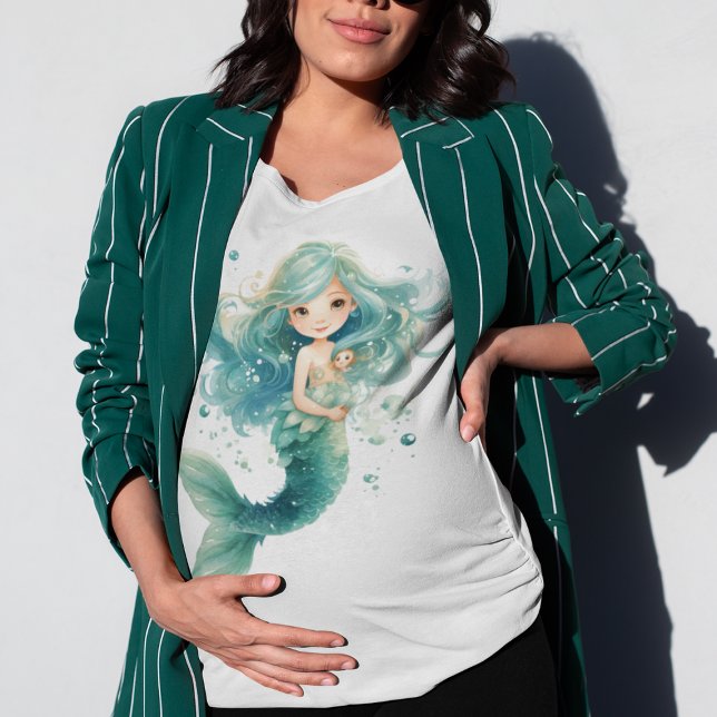 Mermaid Baby Dusche farbenfrohe Qualle Wasserfarbe T-Shirt (Von Creator hochgeladen)