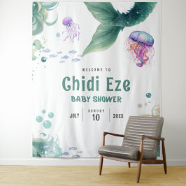 Mermaid Baby Dusche farbenfrohe Qualle Wasserfarbe Wandteppich