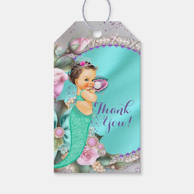 Mermaid Baby Dusche Geschenkanhänger (Vorderseite)