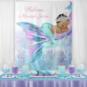 Mermaid Baby Dusche Hintergrund Ethnic Mermaid Wandteppich