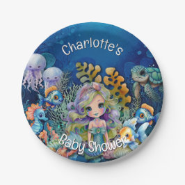 Mermaid Baby Dusche Pappteller