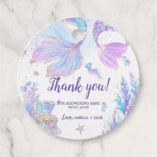 Mermaid Baby Dusche Round Fevor Tag Geschenkanhänger