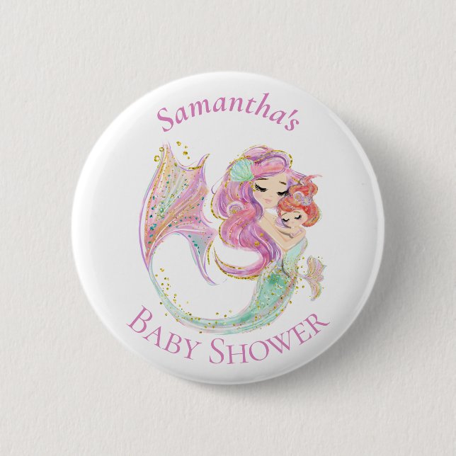 Mermaid Baby Dusche Sweet Little Mermaid Button (Vorderseite)