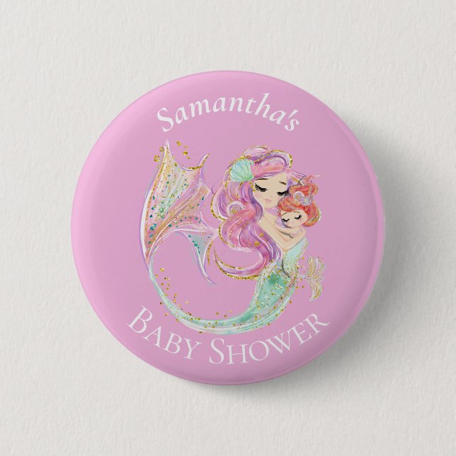 Mermaid Baby Dusche Sweet Little Mermaid Button (Vorderseite)
