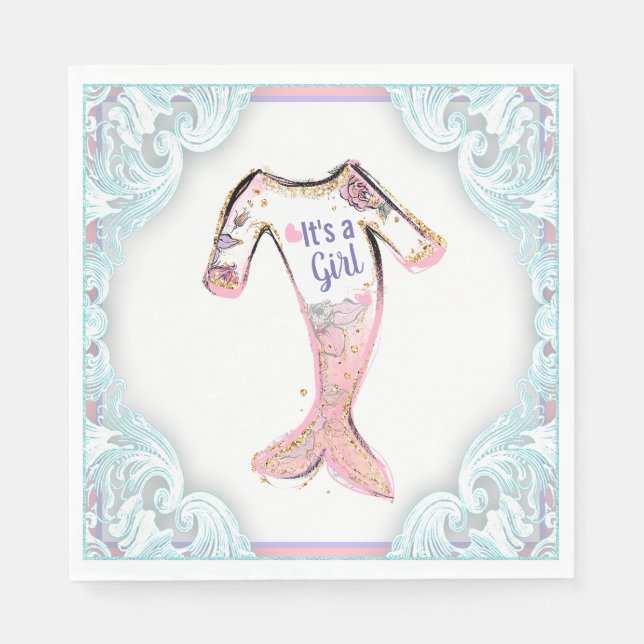 Mermaid Baby Duschpapier Napkins Serviette (Vorderseite)
